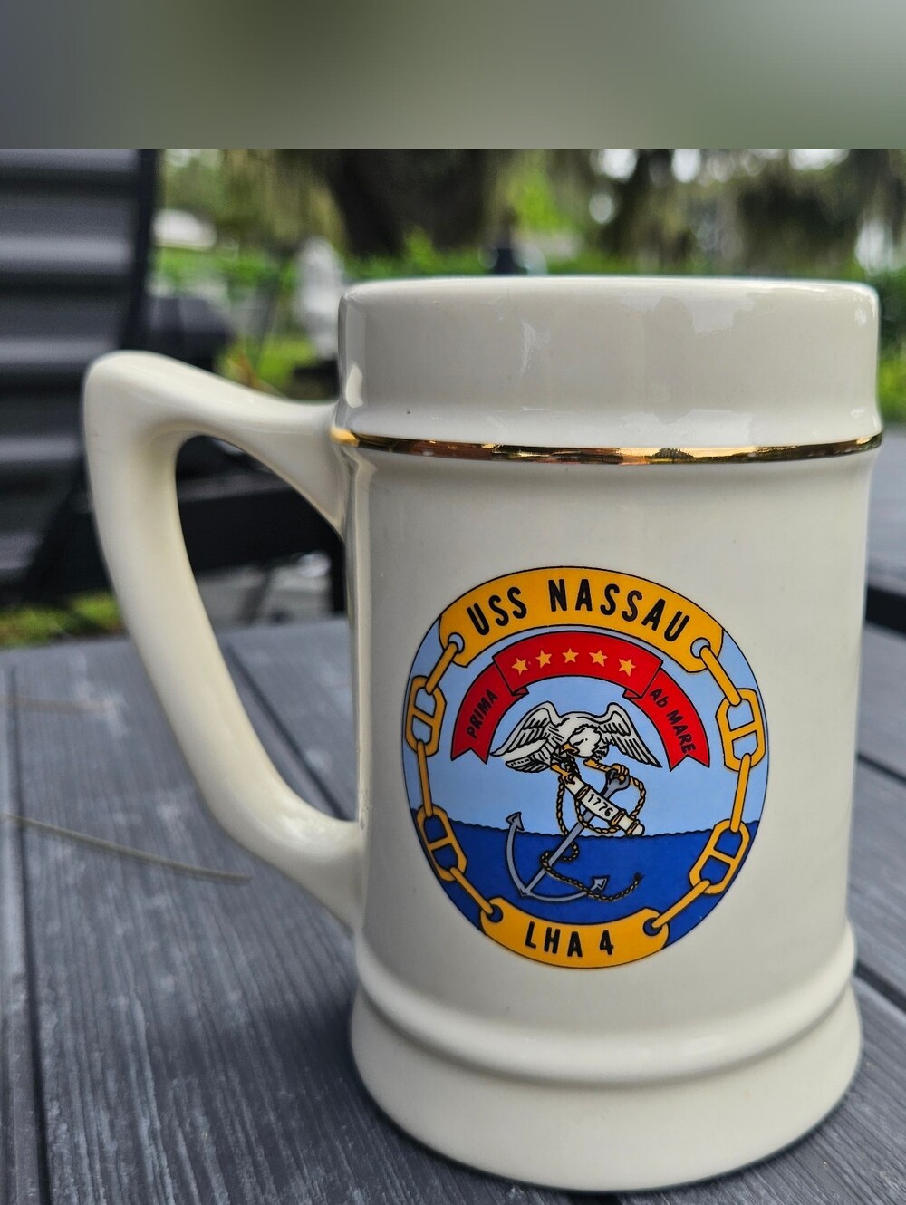 USS NASSAU LHA 4 Collectors Pint Mug SteinBy Mil-Art China Company Chelmsford,